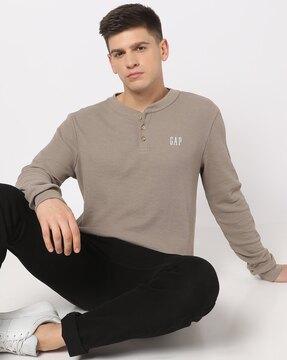 men slim fit henley t-shirt