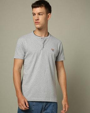 men slim fit henley t-shirt