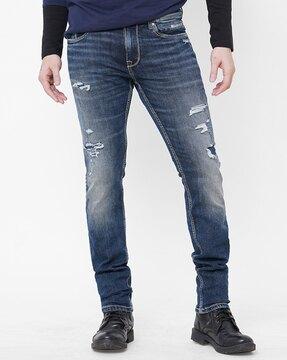 men slim fit jeans with 5-pocket styling