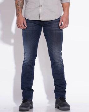 men slim fit jeans with 5-pocket styling