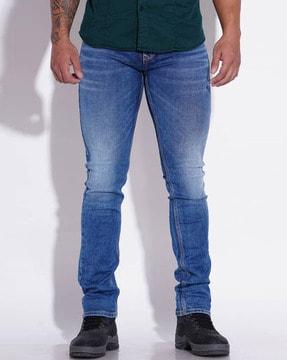 men slim fit jeans with 5-pocket styling