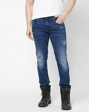 men slim fit jeans with 5-pocket styling