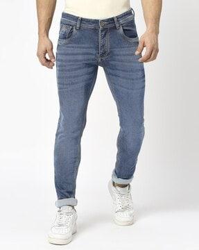 men slim fit jeans with 5-pocket styling