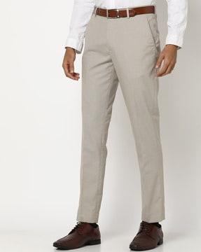 men slim fit low-rise trousers