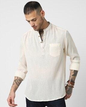 men slim fit mandarin-collar kurta