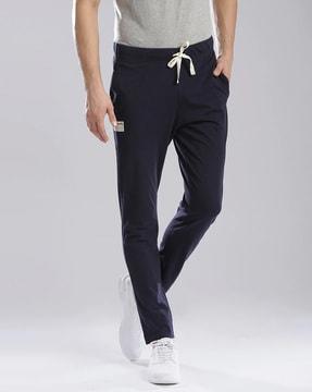 men slim fit mid-rise track pants