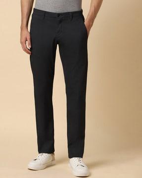 men slim fit mid rise trousers