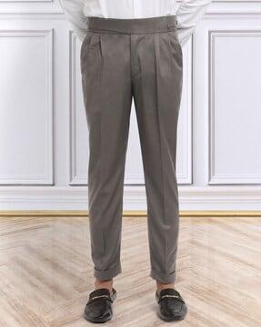 men slim fit pleated pants with insert pockets