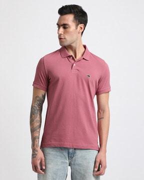 men slim fit polo t-shirt with bear applique