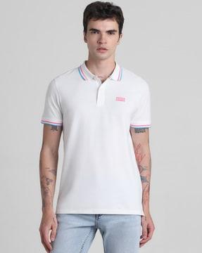 men slim fit polo t-shirt with brand applique