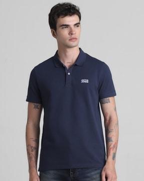 men slim fit polo t-shirt with brand applique