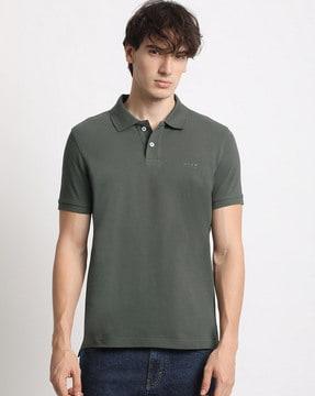 men slim fit polo t-shirt with brand applique