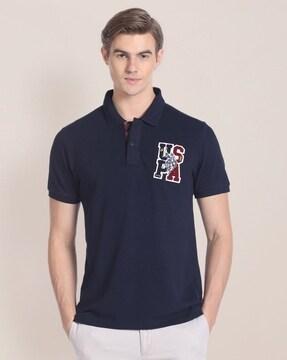 men slim fit polo t-shirt with brand applique