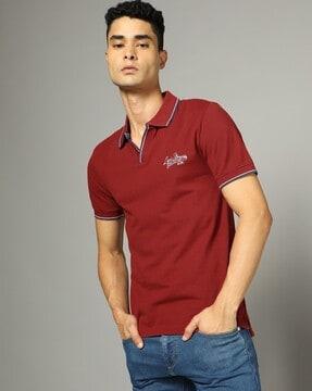 men slim fit polo t-shirt with brand embroidery