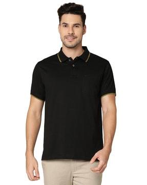 men slim fit polo t-shirt with contrast taping