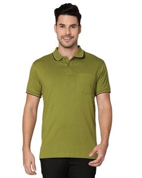 men slim fit polo t-shirt with contrast taping