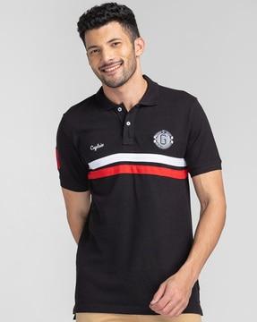 men slim fit polo t-shirt with contrast taping