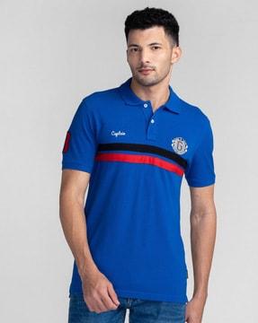 men slim fit polo t-shirt with contrast taping