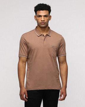 men slim fit polo t-shirt with logo accent