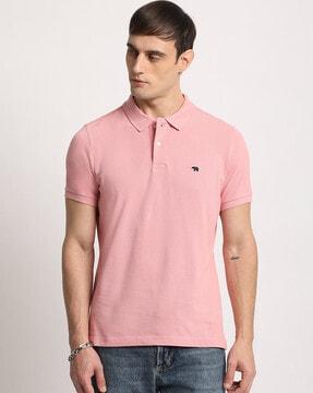 men slim fit polo t-shirt with logo applique