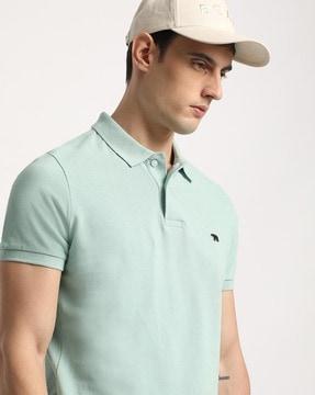 men slim fit polo t-shirt with logo applique