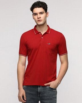 men slim fit polo t-shirt with logo details