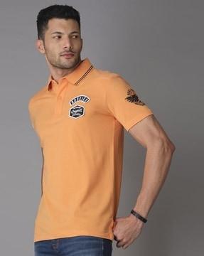 men slim fit polo t-shirt with logo embroidery