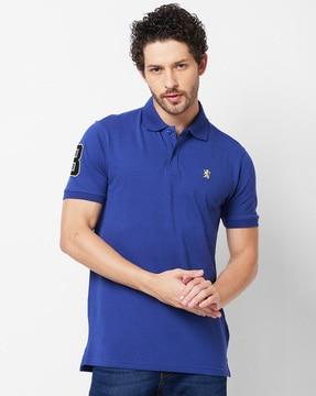 men slim fit polo t-shirt with logo embroidery