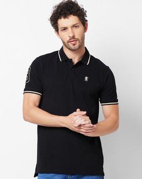 men slim fit polo t-shirt with logo embroidery