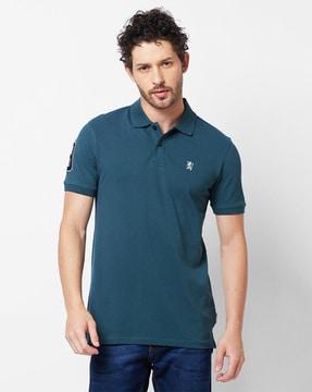 men slim fit polo t-shirt with logo embroidery