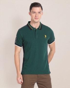 men slim fit polo t-shirt with logo embroidery