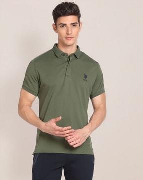 men slim fit polo t-shirt with logo embroidery