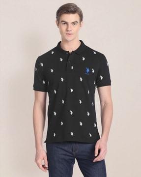 men slim fit polo t-shirt with logo embroidery