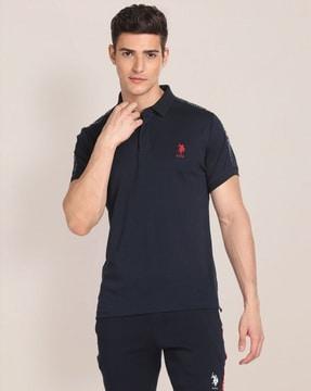 men slim fit polo t-shirt with logo embroidery