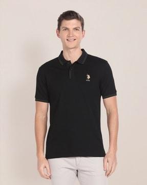 men slim fit polo t-shirt with logo embroidery