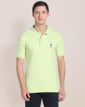 men slim fit polo t-shirt with logo embroidery