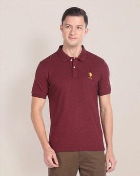 men slim fit polo t-shirt with logo embroidery