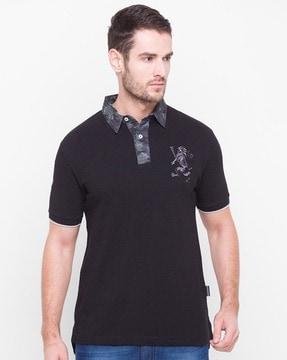 men slim fit polo t-shirt with logo embroidery