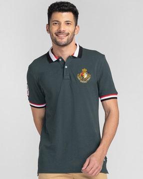 men slim fit polo t-shirt with logo embroidery