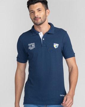 men slim fit polo t-shirt with logo embroidery