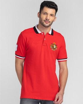 men slim fit polo t-shirt with logo embroidery