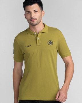 men slim fit polo t-shirt with logo embroidery