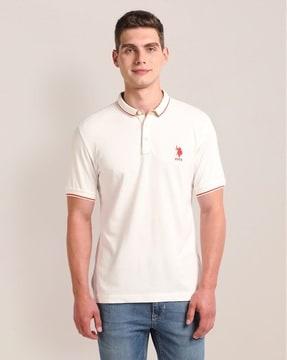 men slim fit polo t-shirt with logo embroidery