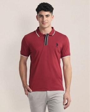 men slim fit polo t-shirt with logo embroidery