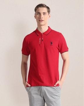 men slim fit polo t-shirt with logo embroidery