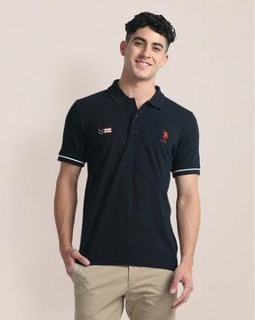 men slim fit polo t-shirt with logo embroidery