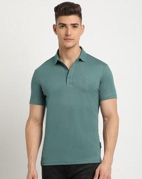 men slim fit polo t-shirt with logo embroidery