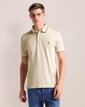 men slim fit polo t-shirt with logo embroidery