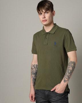 men slim fit polo t-shirt with logo embroidery