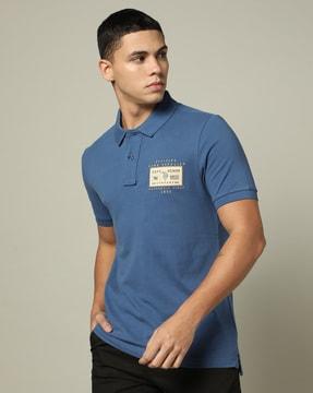 men slim fit polo t-shirt with logo patch